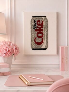 Diet Coke Rhinestone Wall Art 8x10 | Hand-Placed Crystal Pop Art Canvas